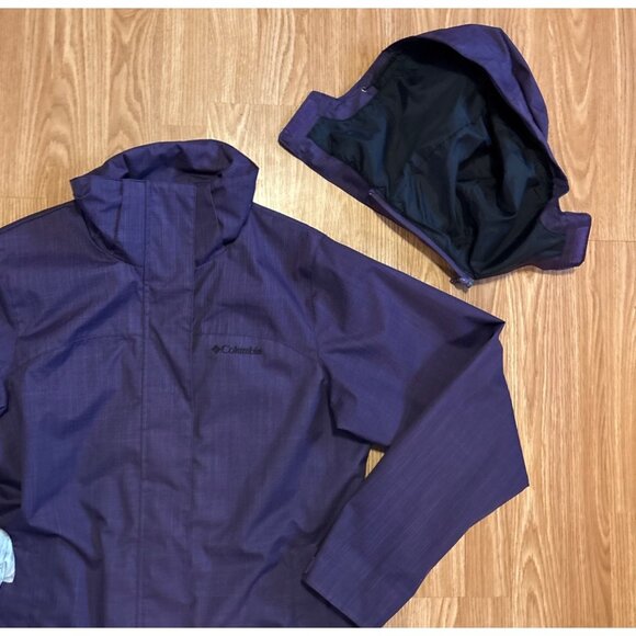 Columbia Interchange Jacket Womens Med Purple Waterproof Remove Hood Pockets - Picture 4 of 13